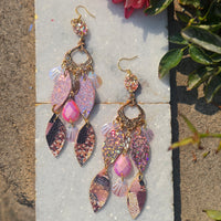 Lyza - Pink Iridescent Chandelier Earrings