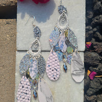 Annie - White Chandelier Dangle Earrings