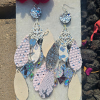 Shaundra - White Sparkly Chandelier Earrings
