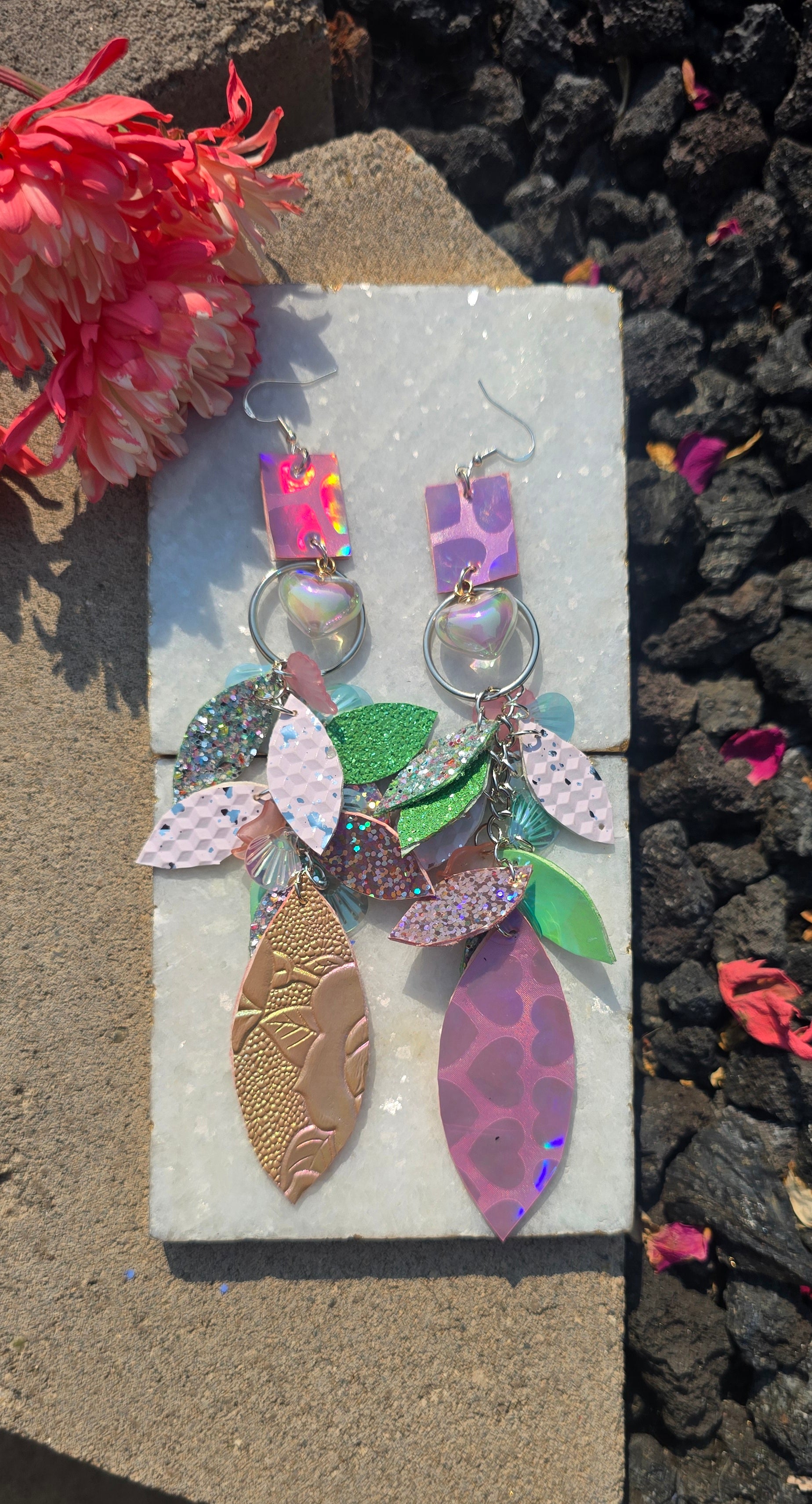 Tana - Pastel Iridescent Teardrop Chandelier Earrings