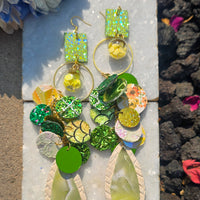 Karen - Green Yellow Dangle Earrings