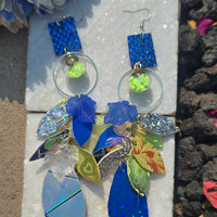 Molly - Blue Glittery Chandelier Earrings