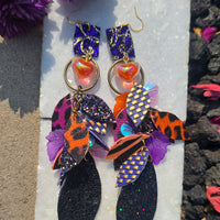 Raquel - Purple Orange Heart Dangle Earrings
