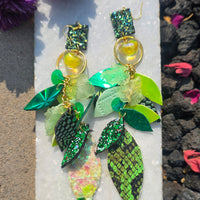 Sarina - Yellow Lemon Lime Teardrop Chandelier Dangle Earrings