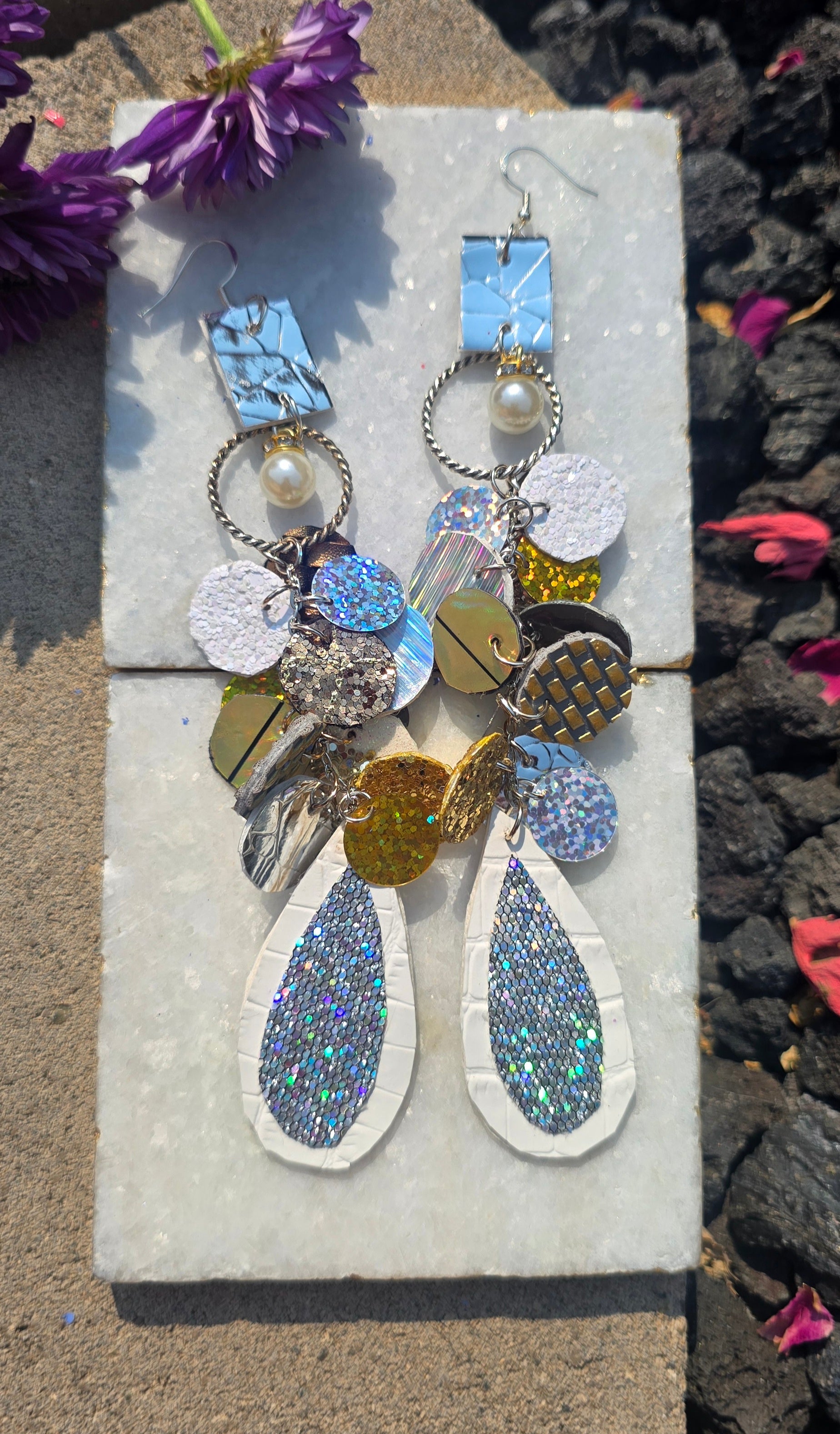 Kendell - White Gold Dangle Earrings