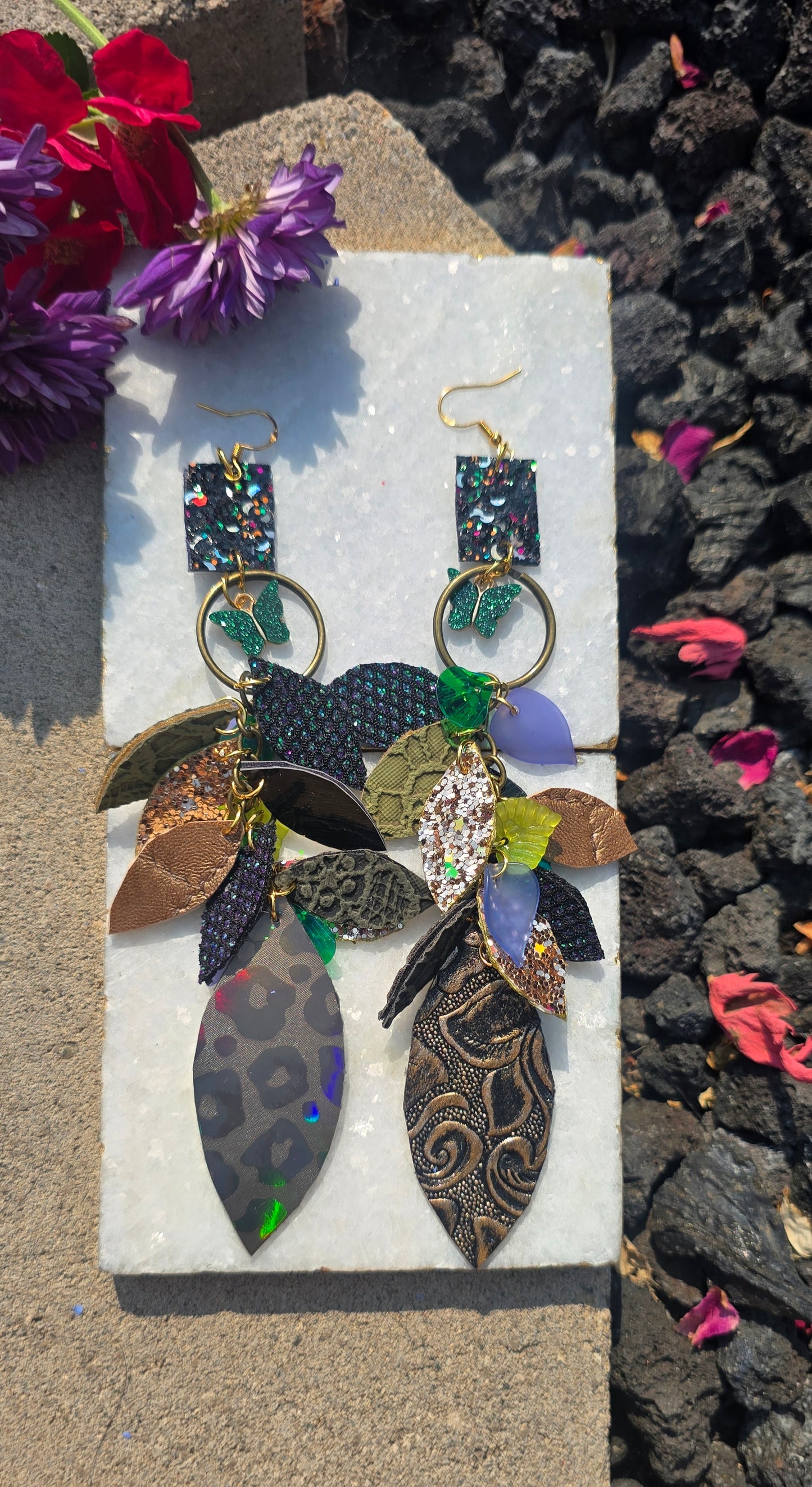Dina - Brown Butterfly Teardrop Earrings