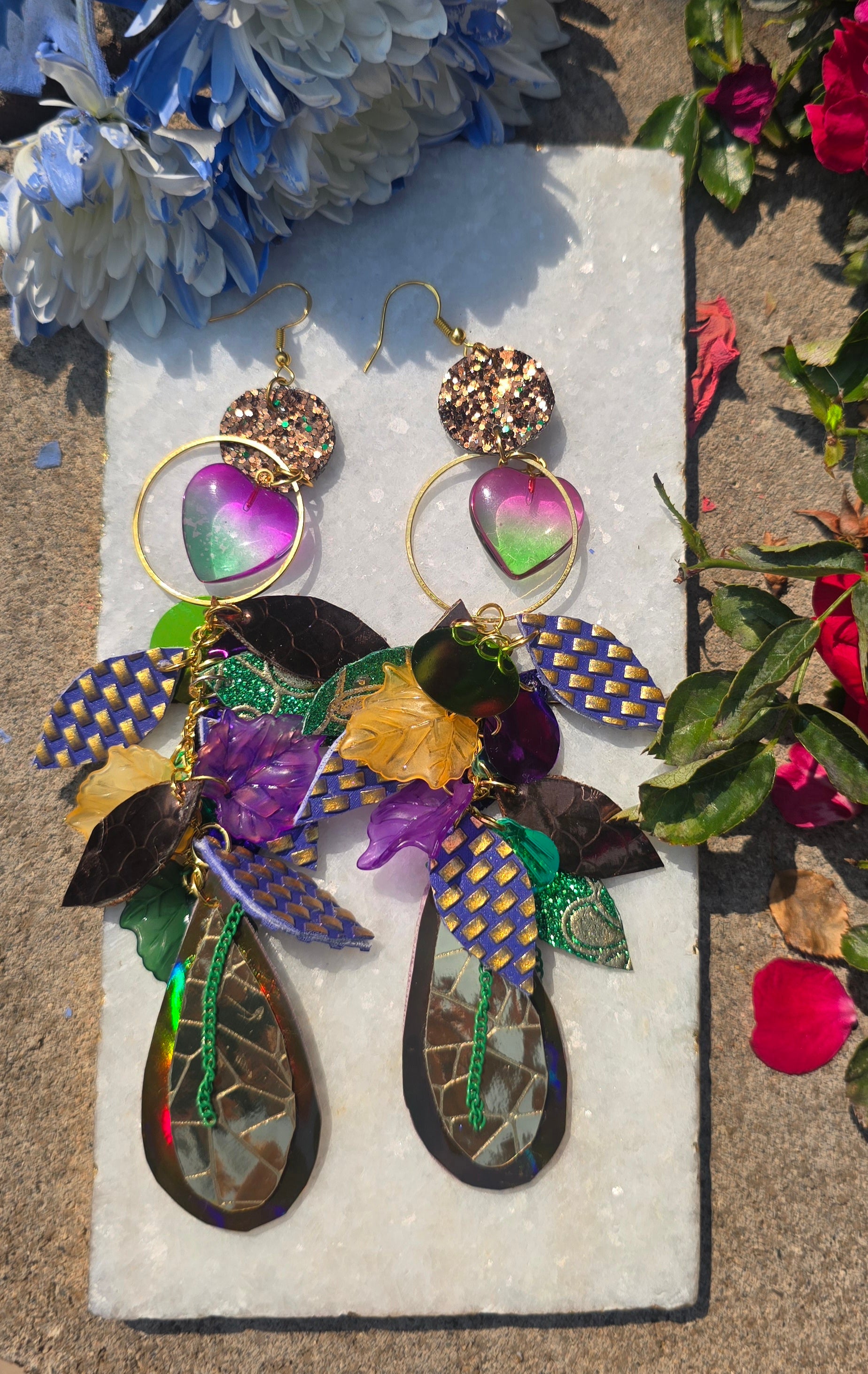 Charmaine - Multicolored Gold Layered Statement Earrings