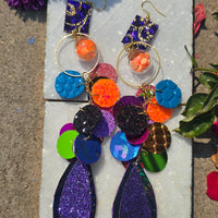 Linda - Multicolored Purple Chandelier Earrings