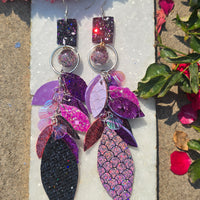 Tina - Purple Teardrop Chandelier Earrings