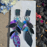 Taylor - Black Purple Teardrop Chandelier Earrings
