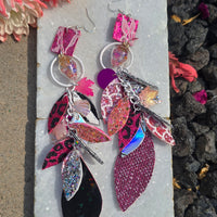 Yienie - Pink Teardrop Chandelier Earrings