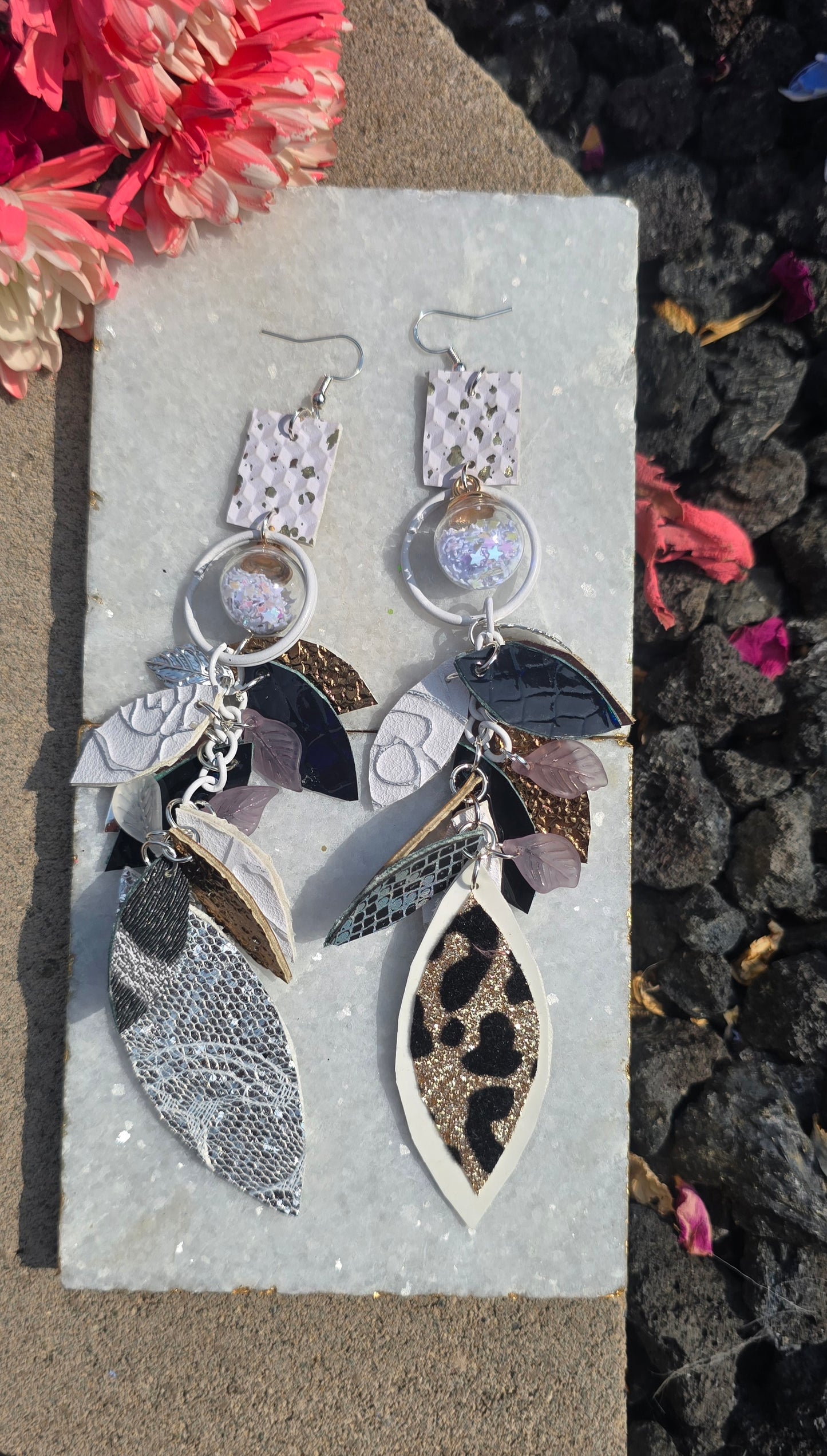 Jessica - White Teardrop Chandelier Earrings