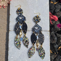 Zoe - Black Sparkly Dangle Earrings