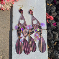Iris - Brown Animal Print Dangle Earrings