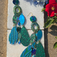 Susan - Blue Green Dangle Earrings