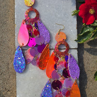 Jeanette - Pink Multicolored Chandelier Earrings