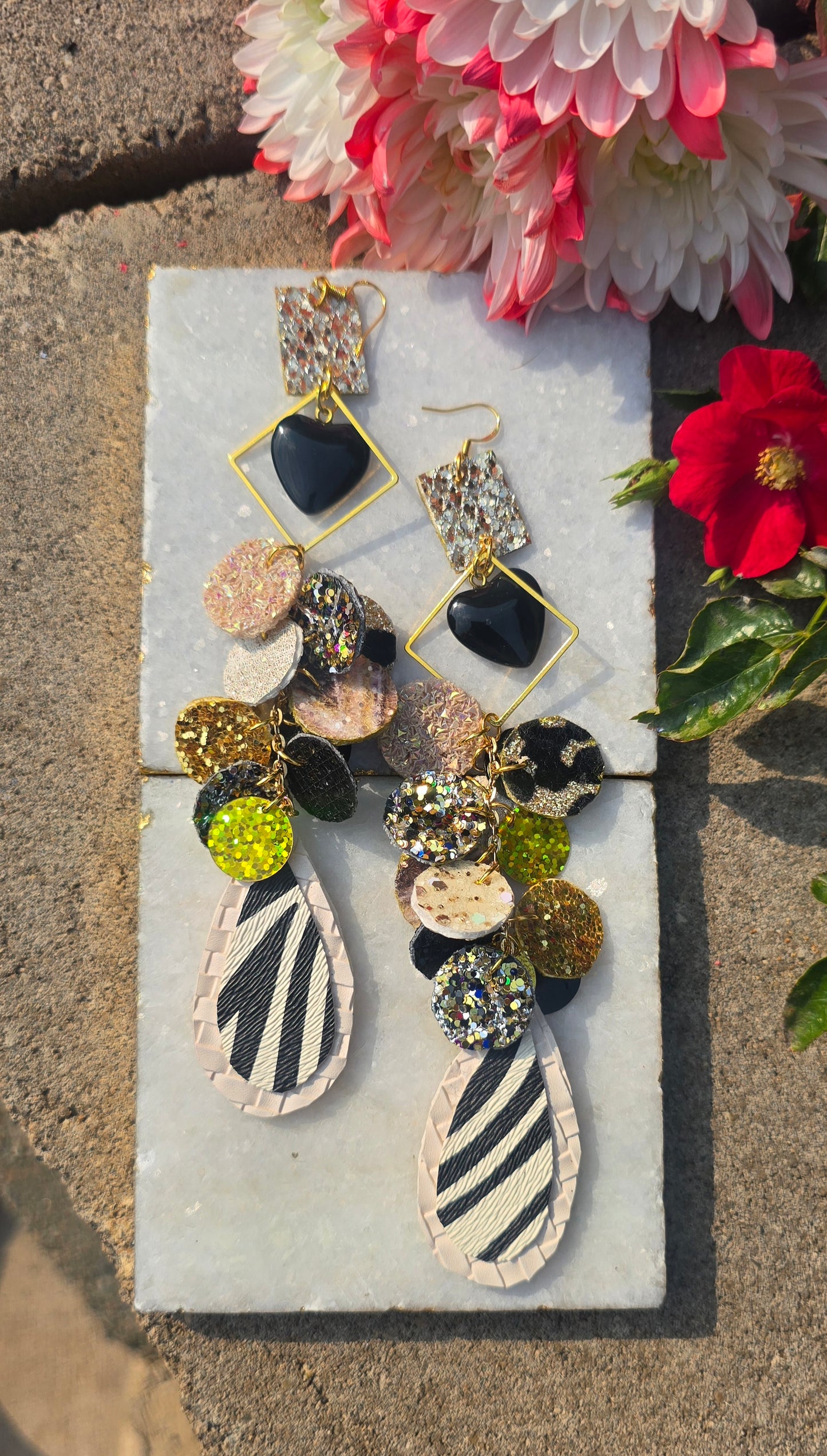 Caroline - Neutral Heary Chandelier Earrings
