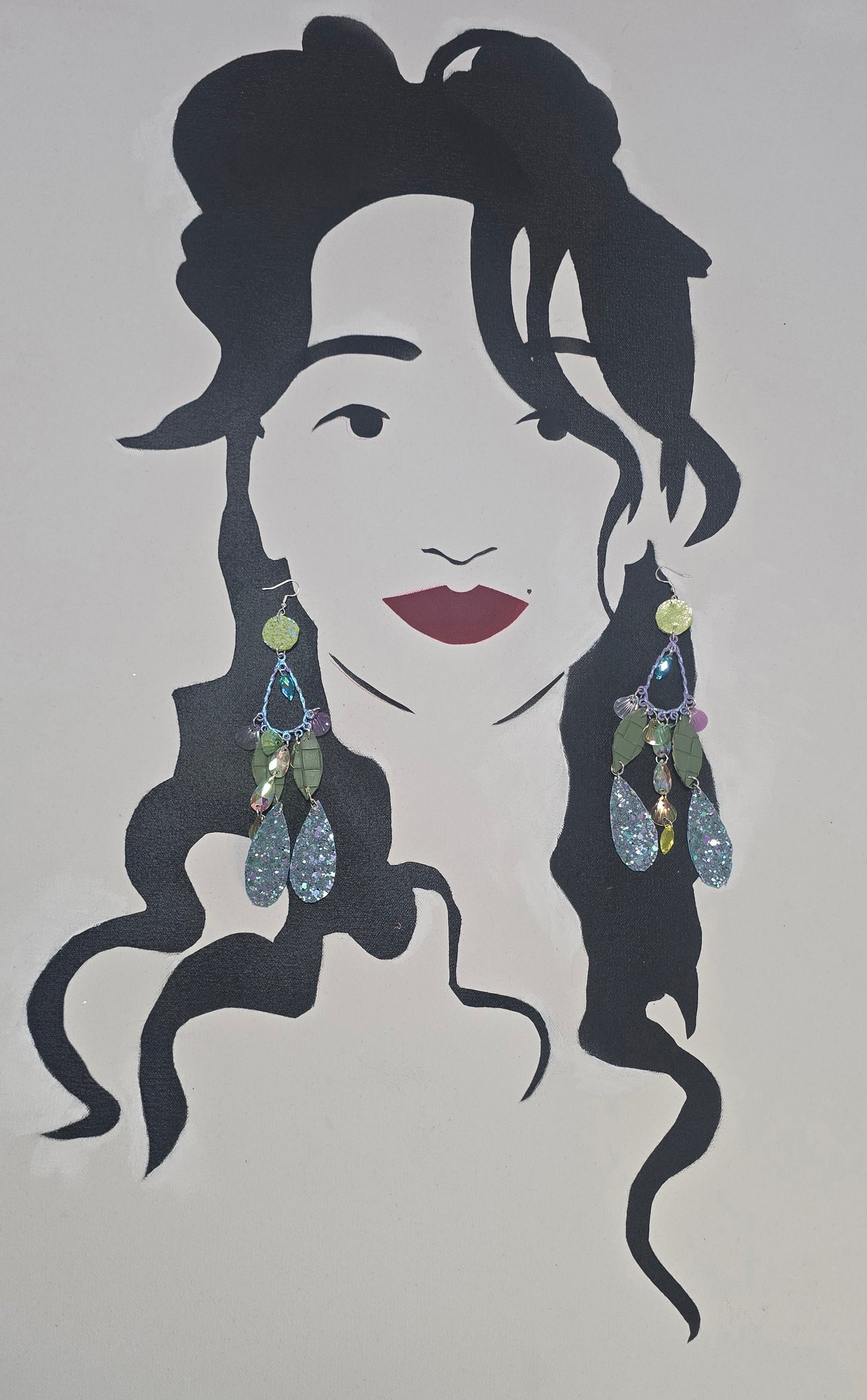 Anya - Purple Glittery Dangle Earrings