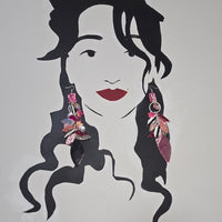 Yienie - Pink Teardrop Chandelier Earrings