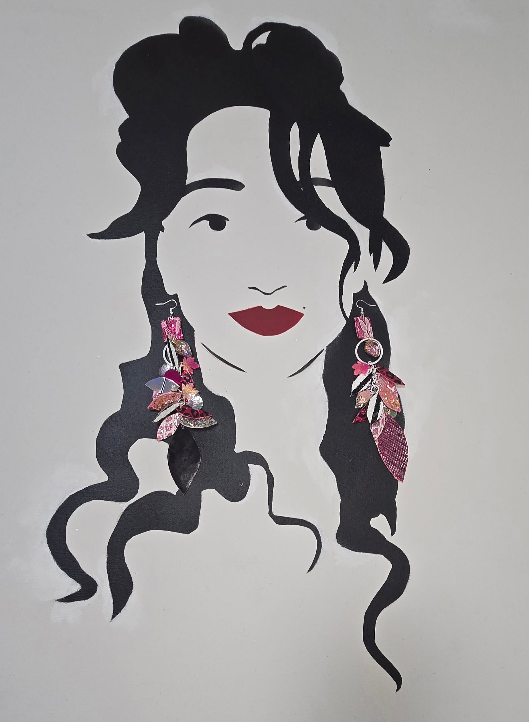 Yienie - Pink Teardrop Chandelier Earrings