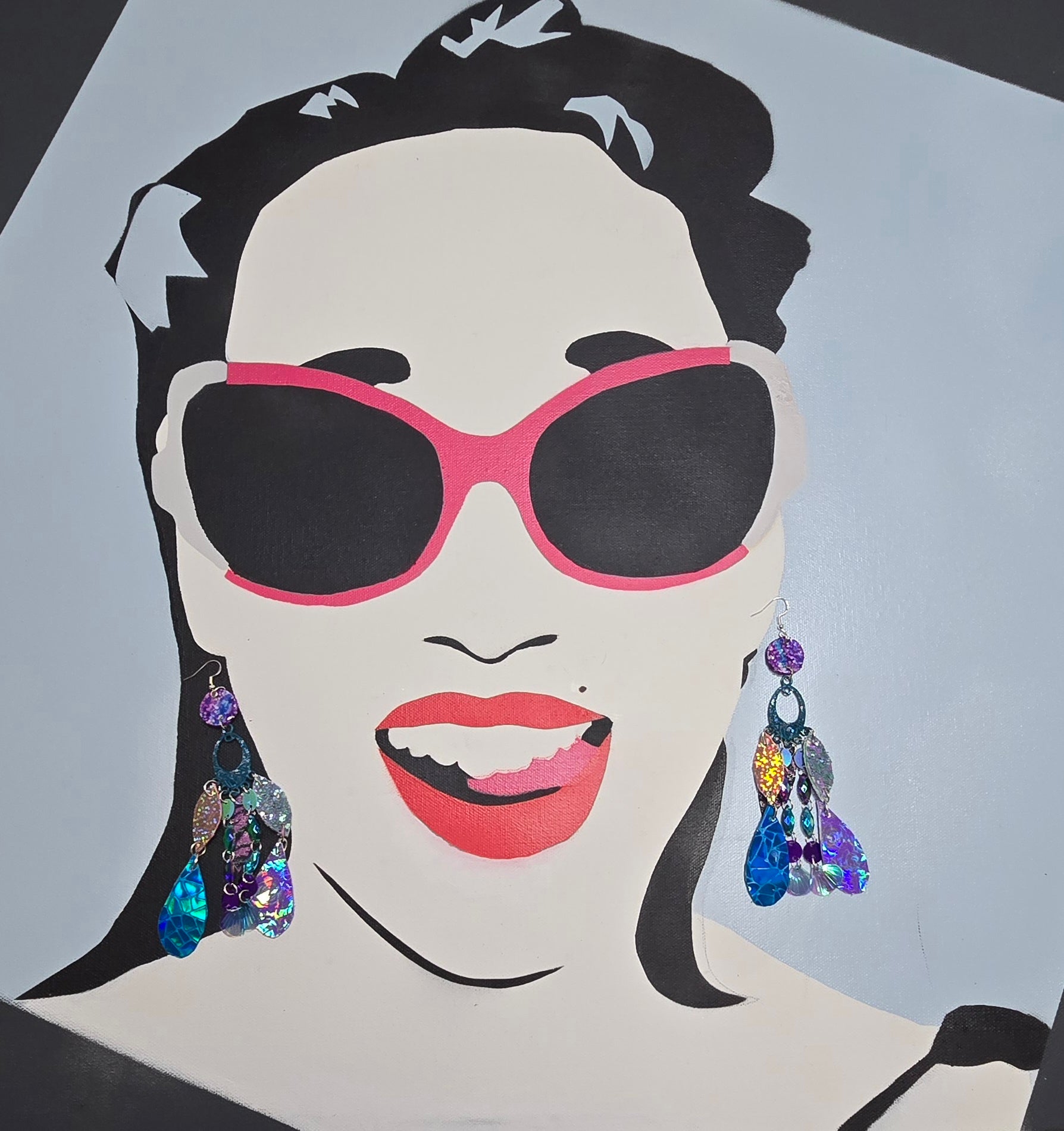 Cheryl - Blue Iridescent Dangle Earrings