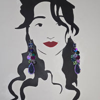 Lasy - Purple Heart Dangle Earrings