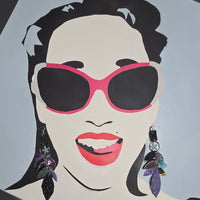 Taylor - Black Purple Teardrop Chandelier Earrings