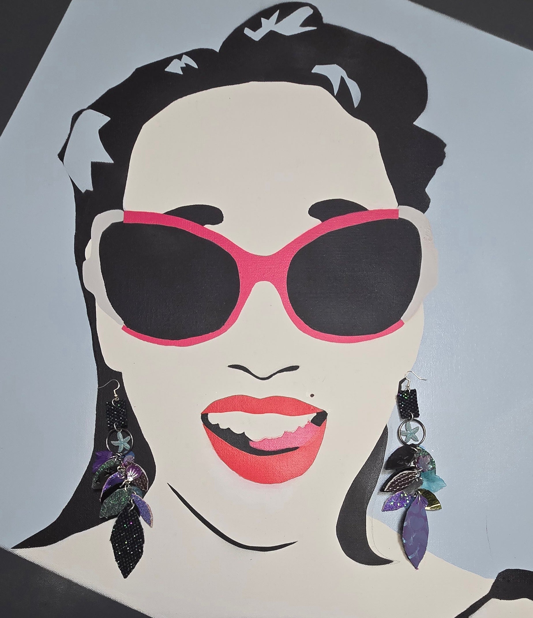 Taylor - Black Purple Teardrop Chandelier Earrings