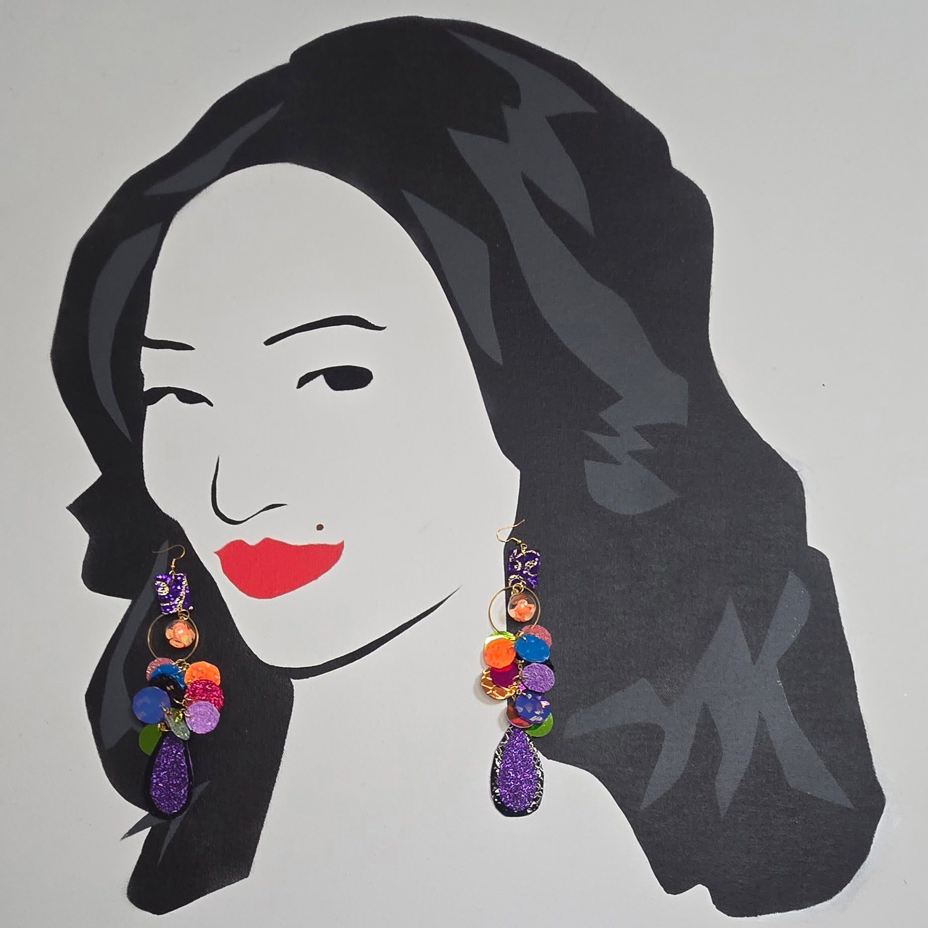 Linda - Multicolored Purple Chandelier Earrings