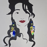 Molly - Blue Glittery Chandelier Earrings