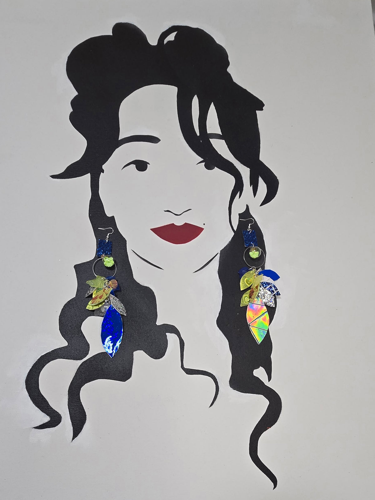 Molly - Blue Glittery Chandelier Earrings