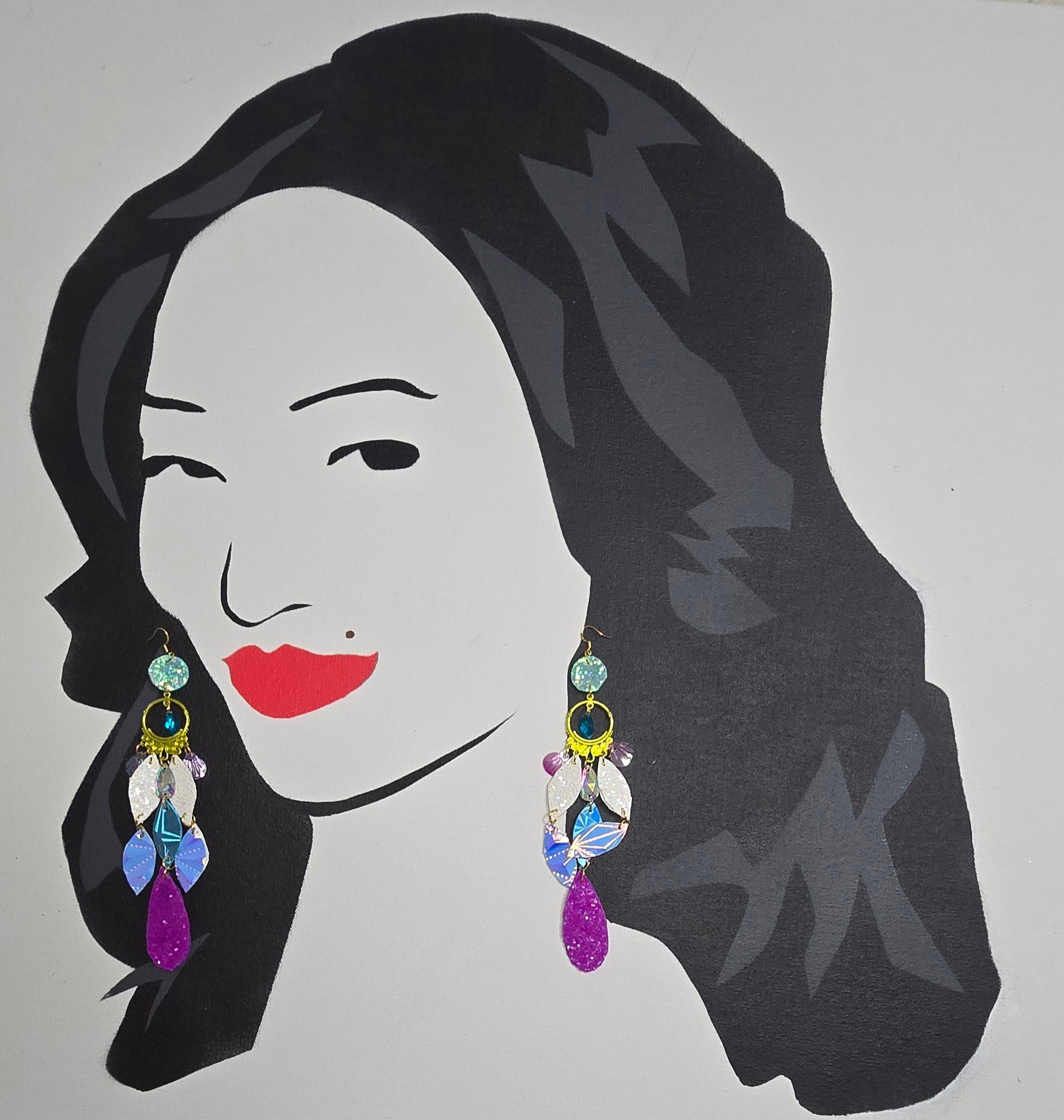Samantha - Purple Multicolored Dangle Earrings