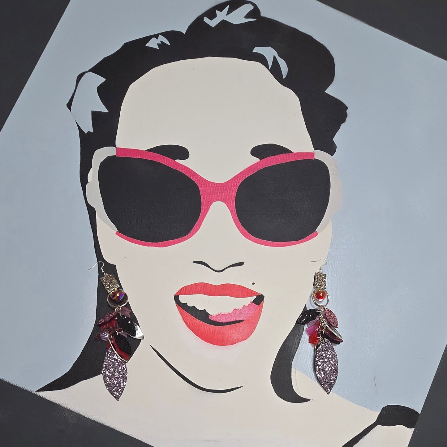 Red Glittery Chandelier Earrings
