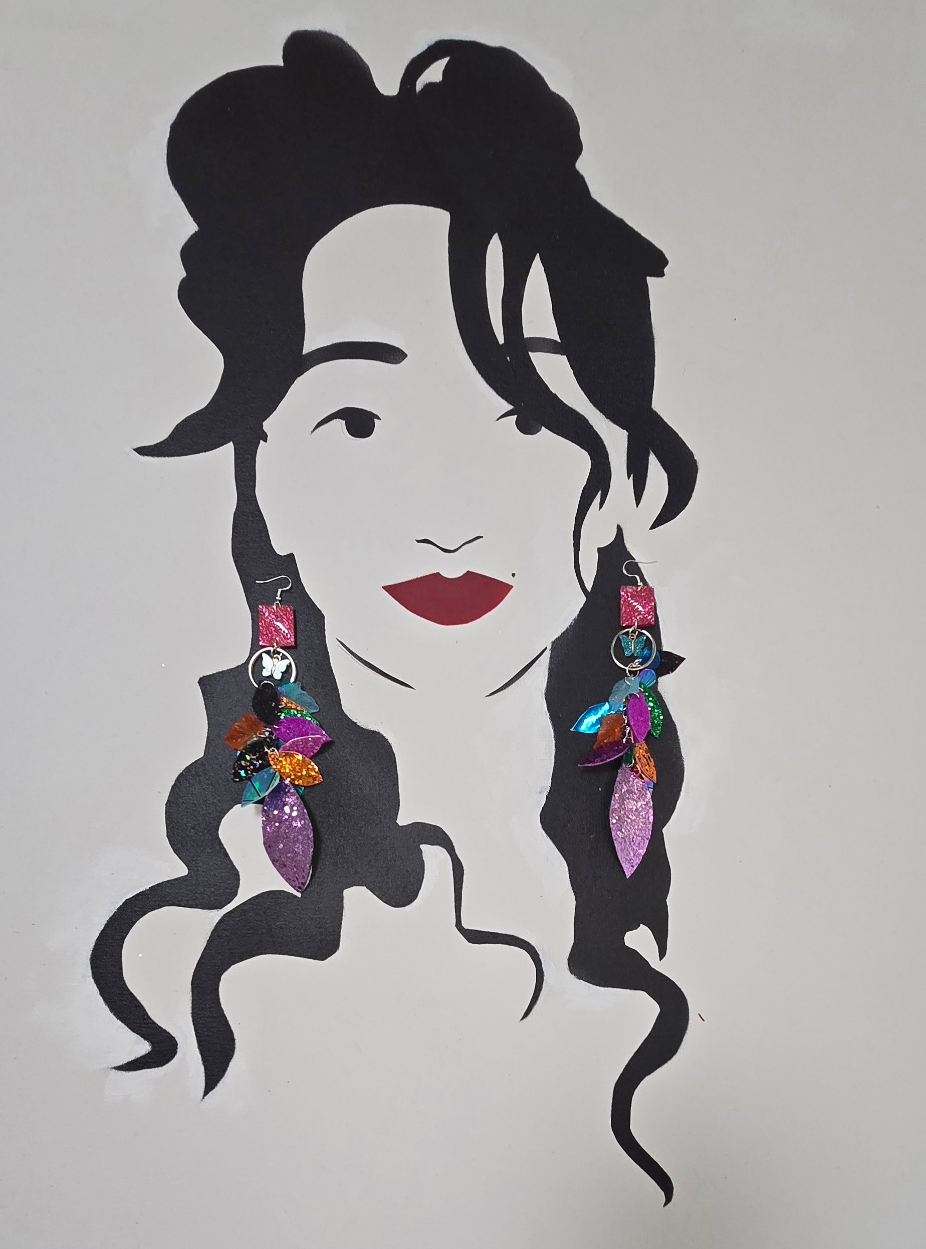 Vicky - Multicolored Purple Teardrop Long Dangle Earrings