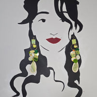 Karen - Green Yellow Dangle Earrings