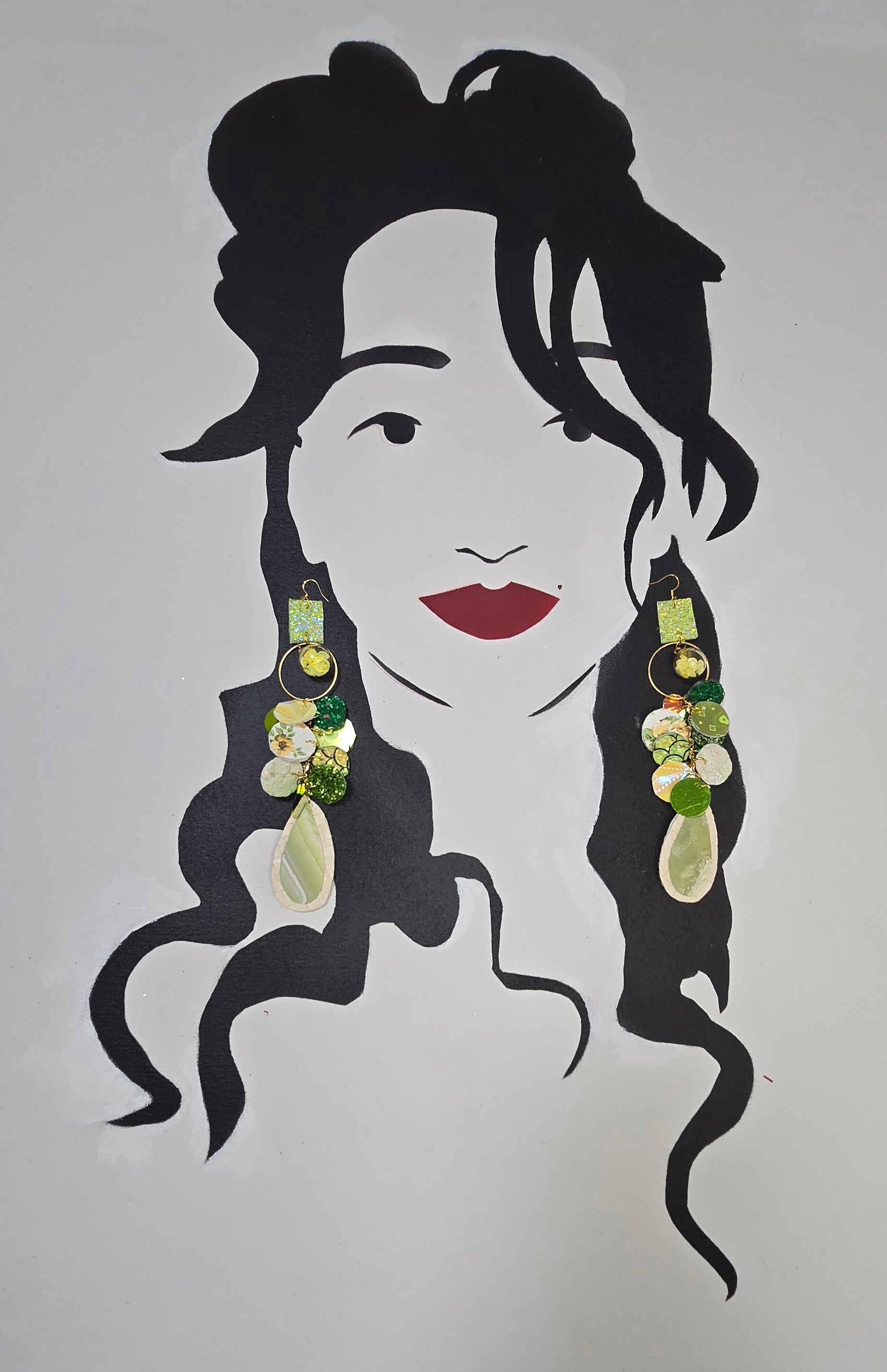 Karen - Green Yellow Dangle Earrings