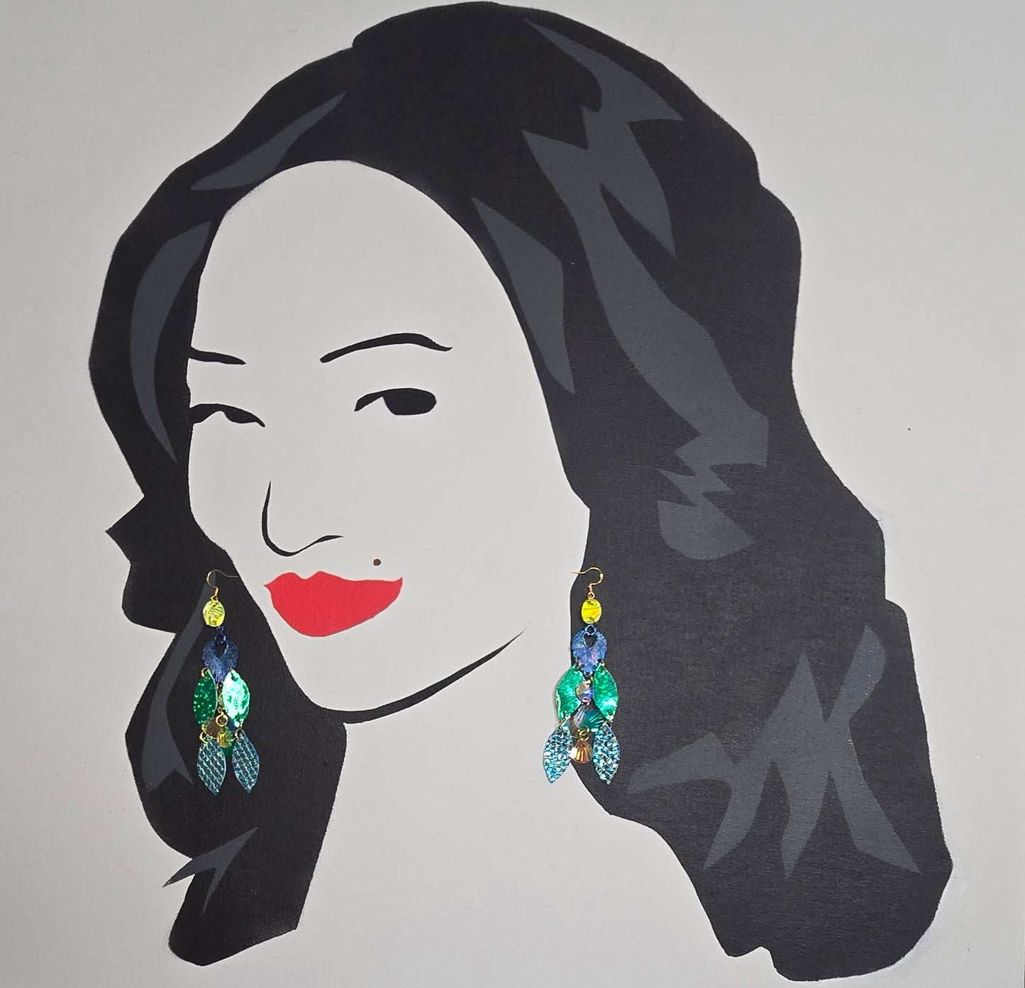 Valerie - Blue Green Sparkly Earrings