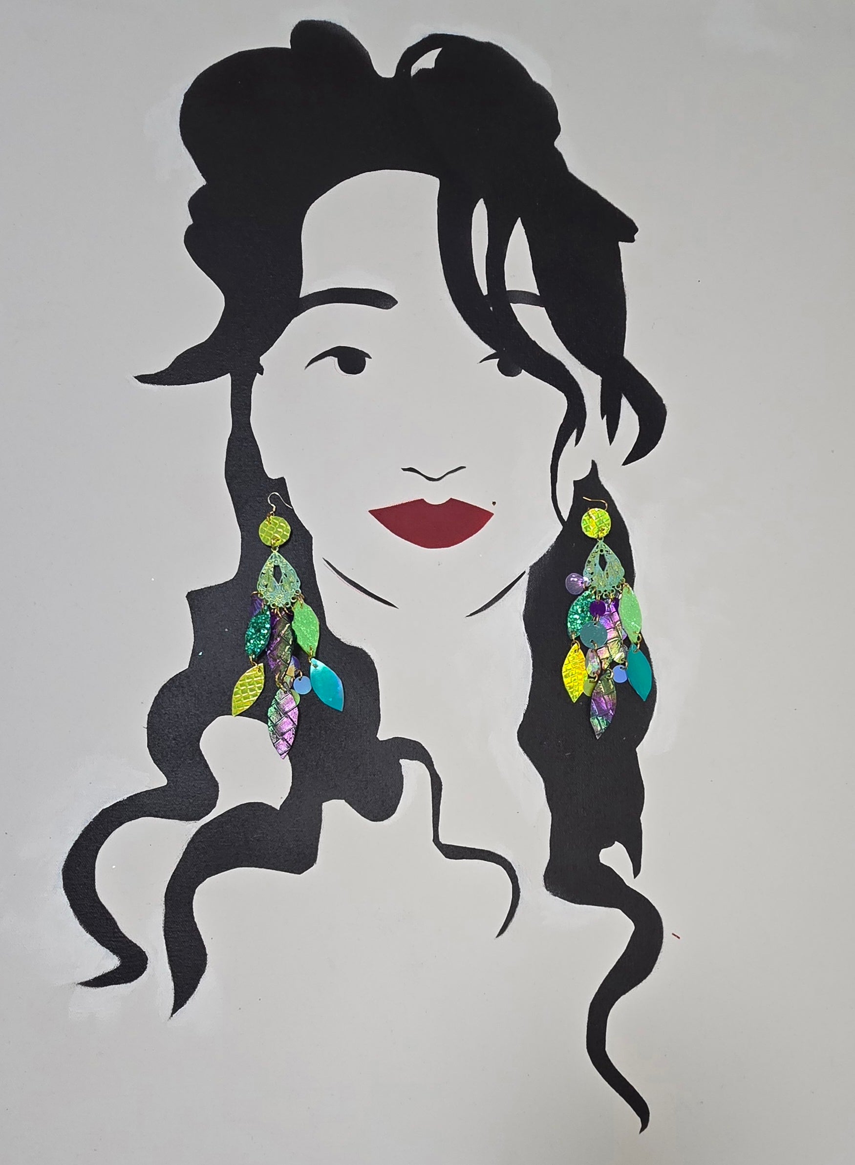 Angelica - Green Iridescent Chandelier Earrings