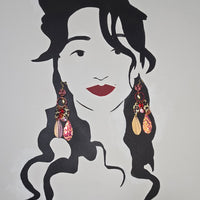 Patricia - Red Animal Print Dangle Earrings