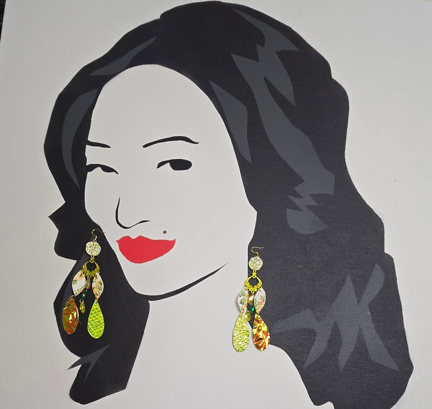 Bianca - Lime Green Yellow Dangle Earrings