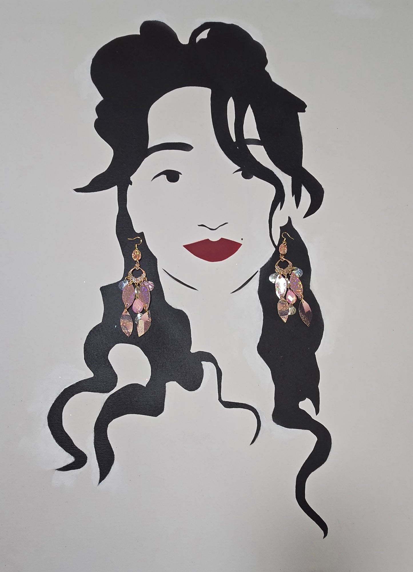 Lyza - Pink Iridescent Chandelier Earrings