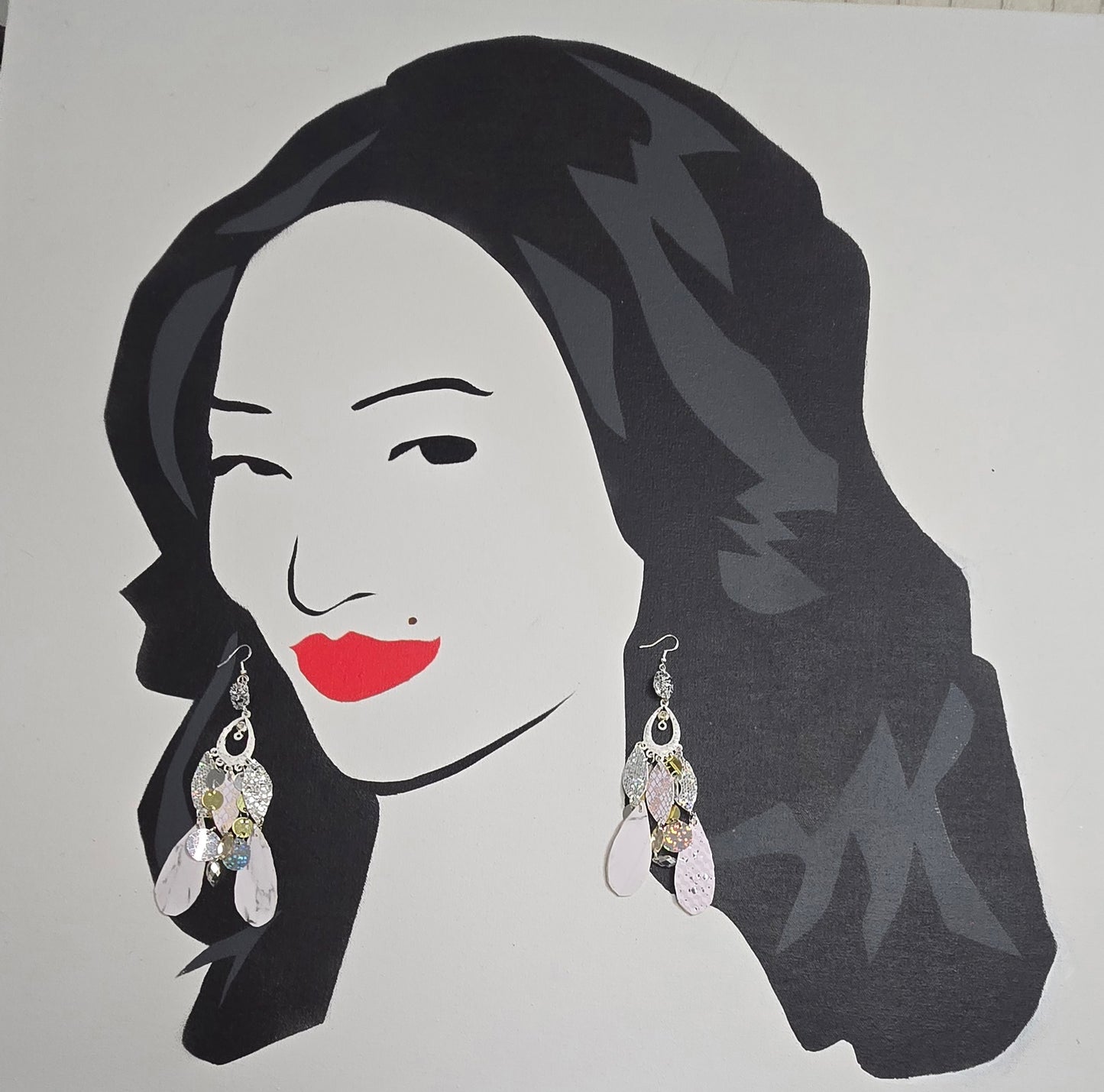 Annie - White Chandelier Dangle Earrings