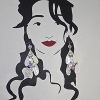 Shaundra - White Sparkly Chandelier Earrings