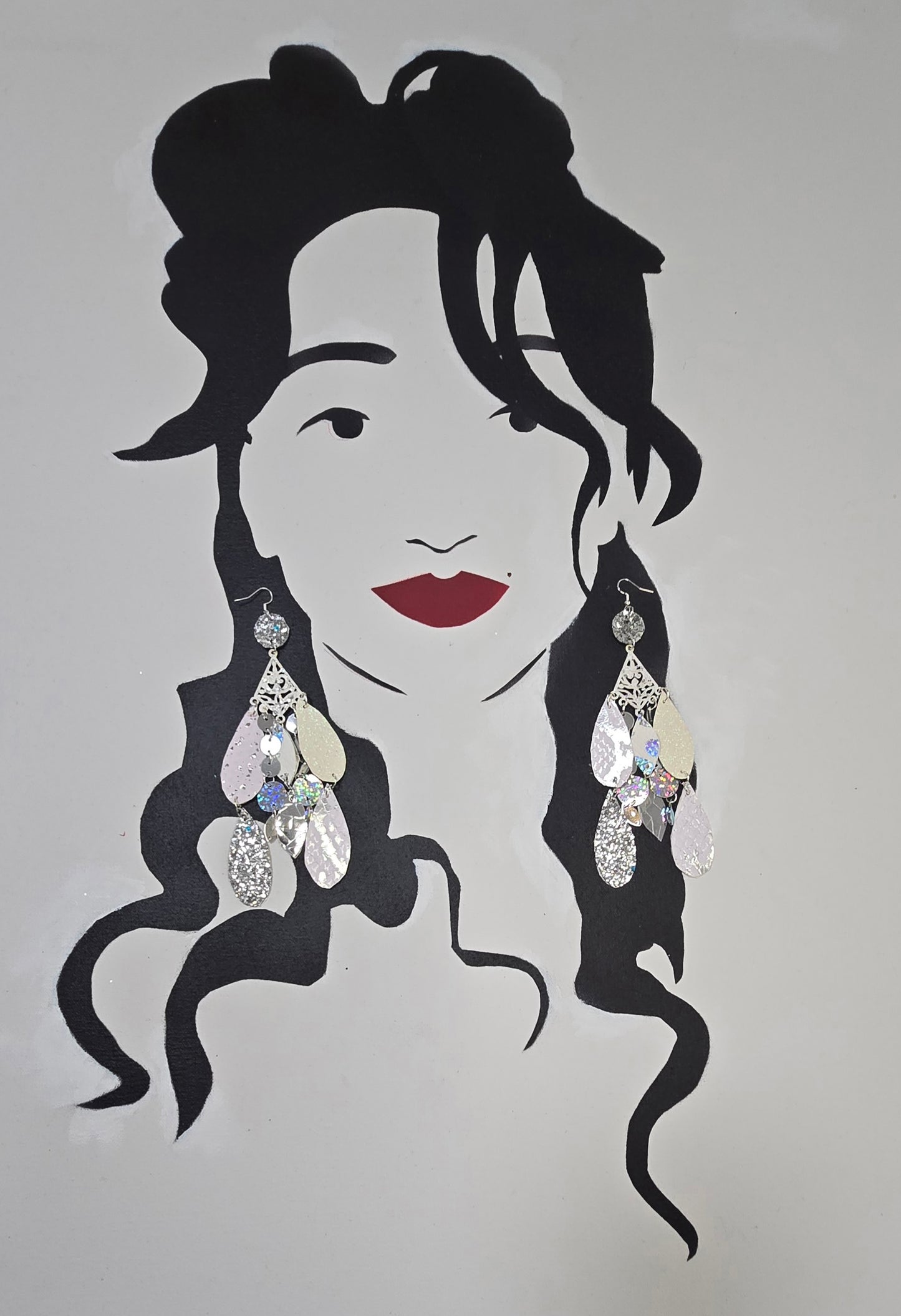 Shaundra - White Sparkly Chandelier Earrings