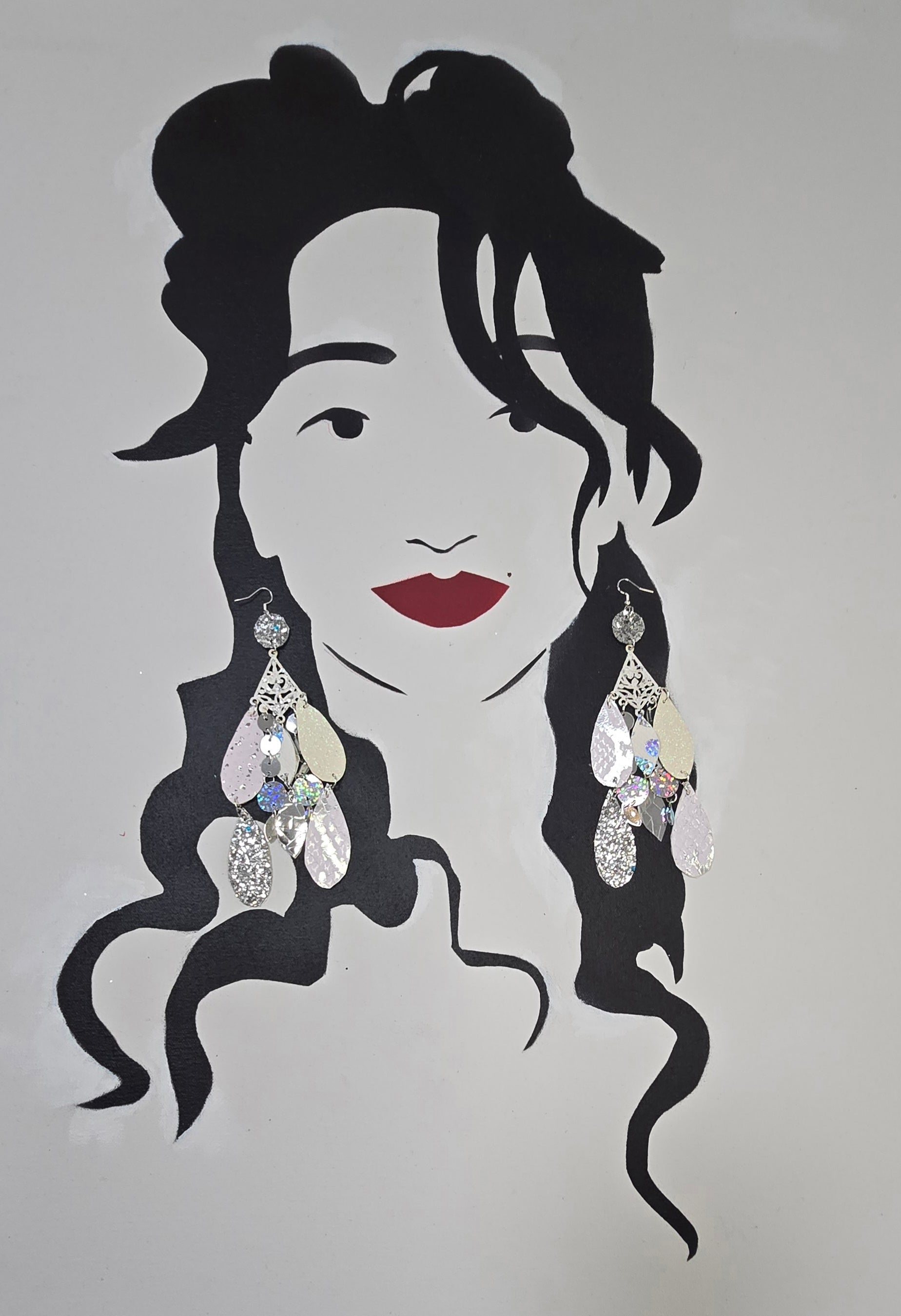 Shaundra - White Sparkly Chandelier Earrings