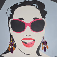Jonsey - Purple Animsl Print Dangle Earrings