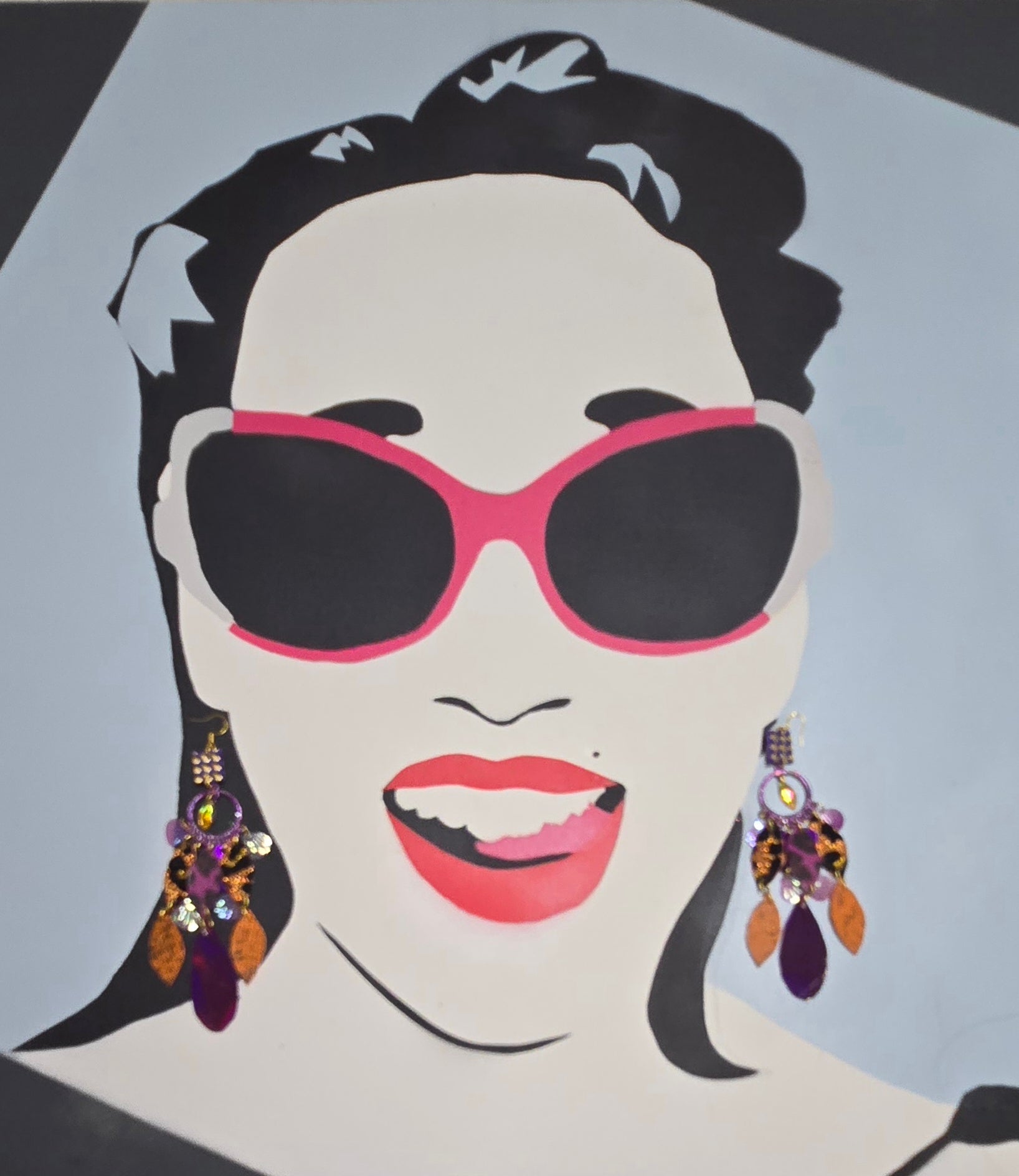 Jonsey - Purple Animsl Print Dangle Earrings