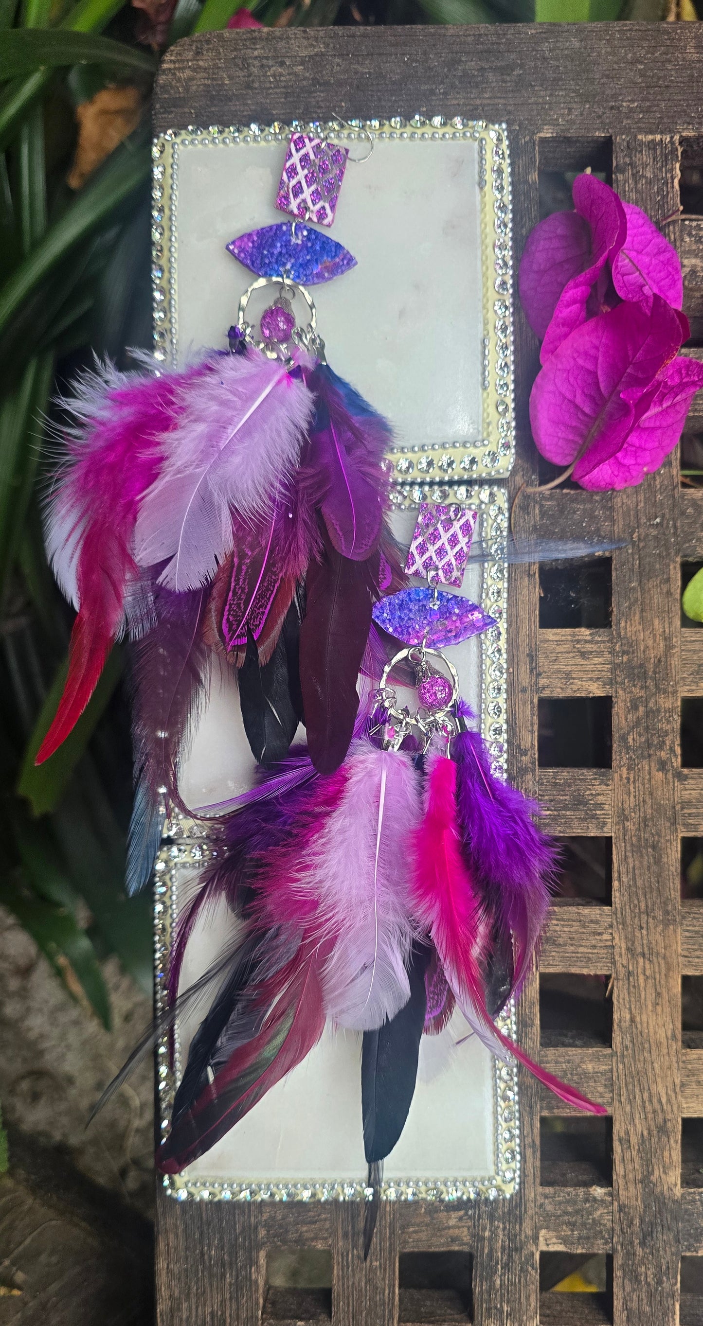 Virginia - Purple Feather Earrings