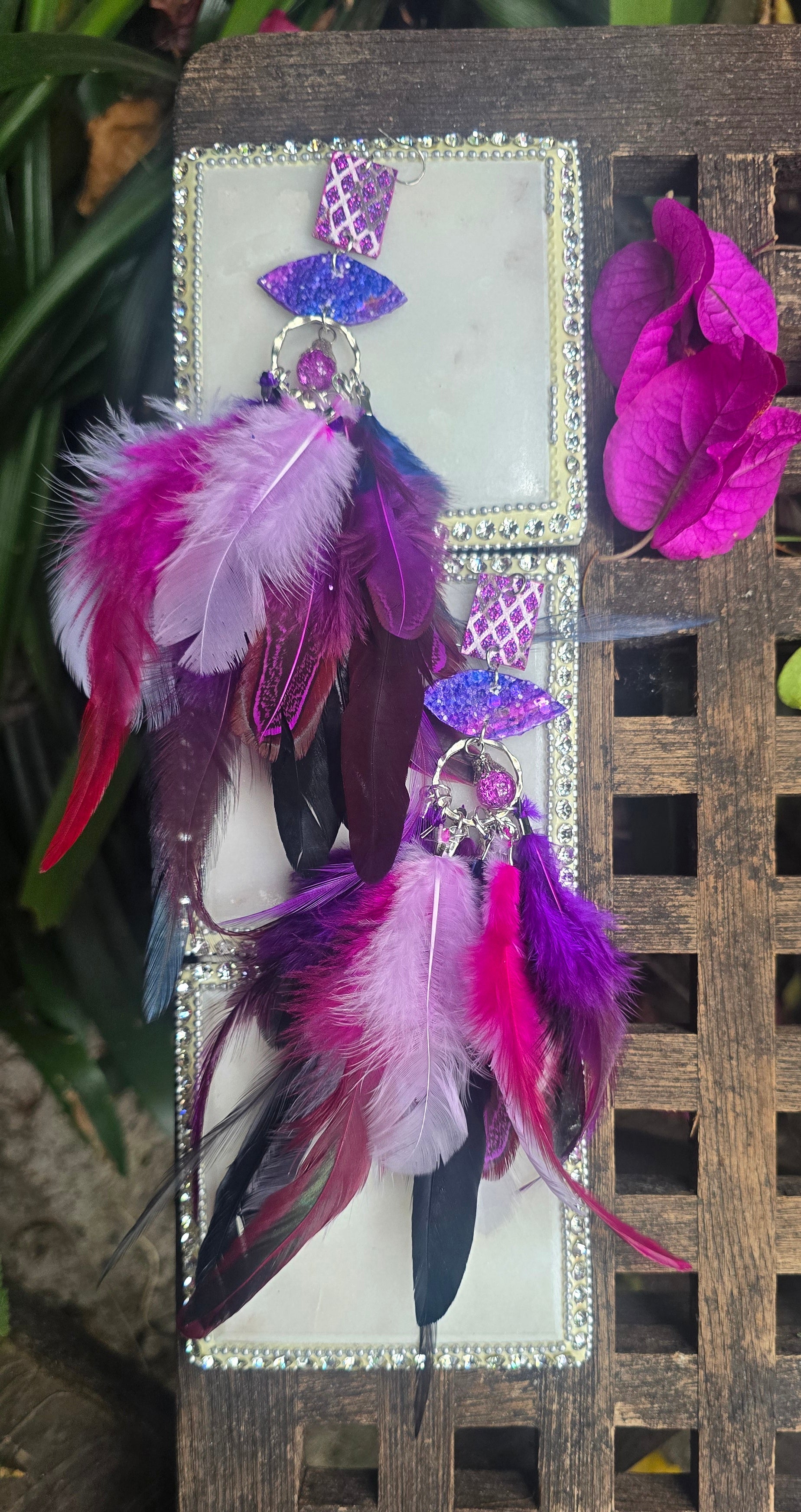 Virginia - Purple Feather Earrings