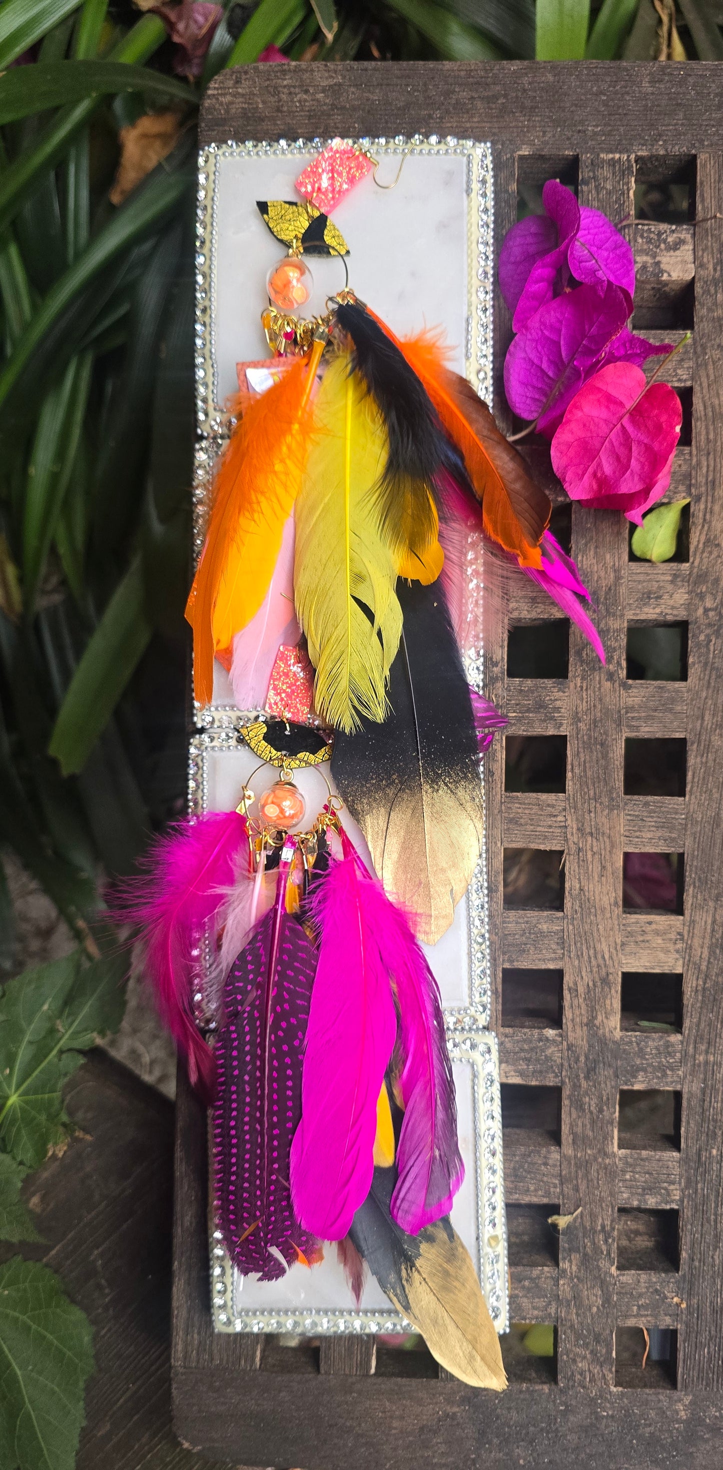 Gina - Bright Fun Butterfly Feather Earrings